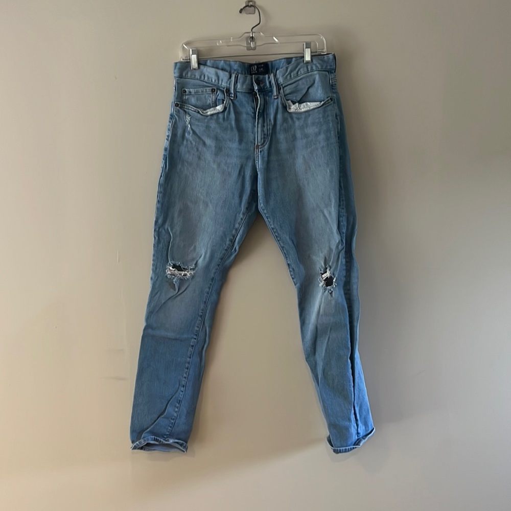 Ripped Light Blue Gap Slim Jeans